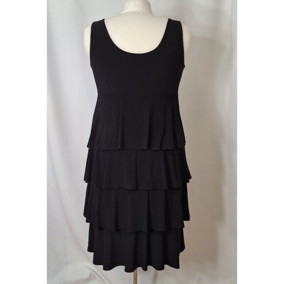 Peplum Black Dress Large Tiered Zipper Detailed Neckline Empire Style Tiana B - Picture 7 of 13
